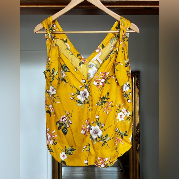 Rebecca Taylor Lita flair v neck silk tank sleeveless top in Marigold size M - Picture 3 of 8